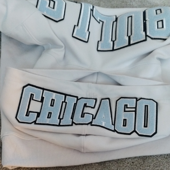 White Graphic Sweater with Blue Accents - Picture 10 of 13